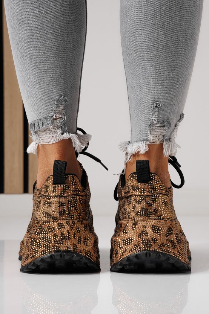 Дамски маратонки леопард от обърната еко кожа Izabela #24119