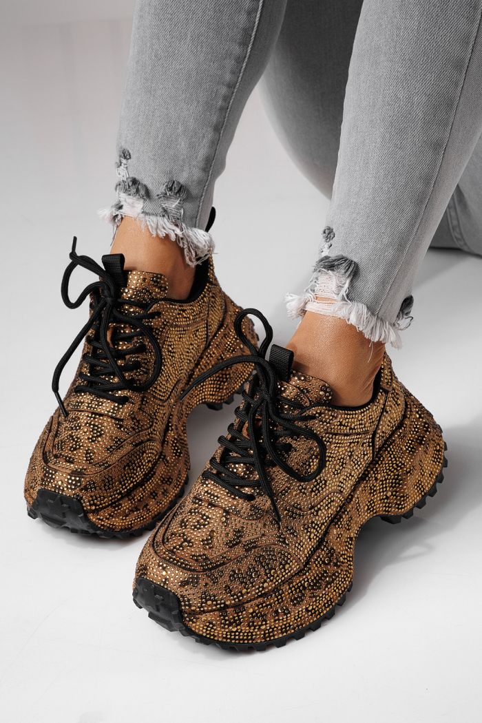 Дамски маратонки леопард от обърната еко кожа Izabela #24119