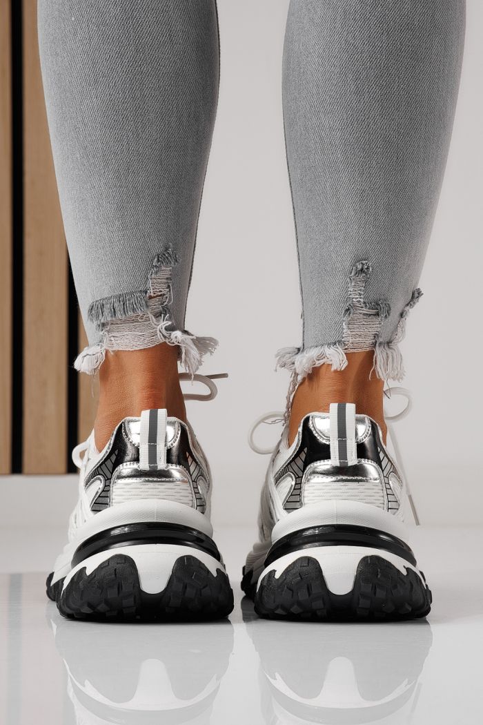Дамски маратонки сребристи от текстилен материал Jullya #24129