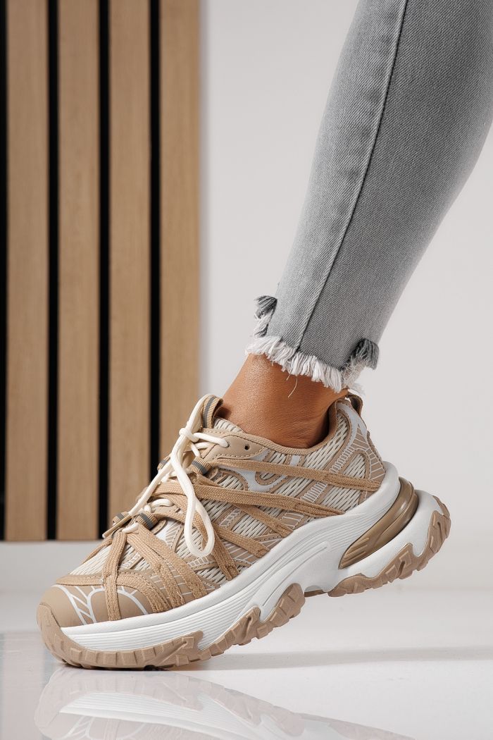 Дамски маратонки каки от текстилен материал Jullya #24131