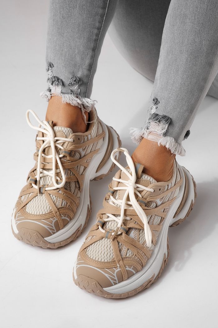 Дамски маратонки каки от текстилен материал Jullya #24131