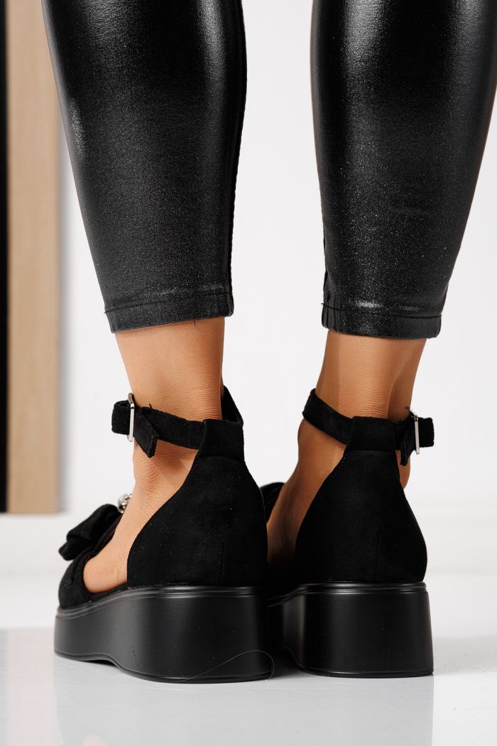 Всекидневни дамски обувки черни от обърната еко кожа Felicia #24102