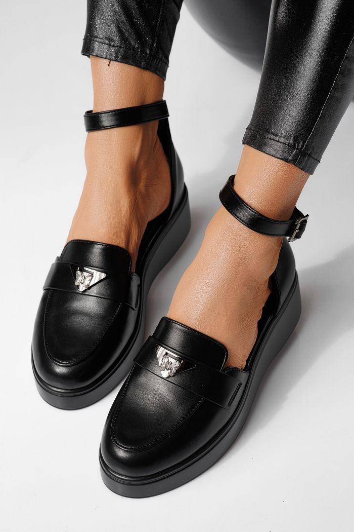 Всекидневни дамски обувки черни от еко кожа Evelina #24095