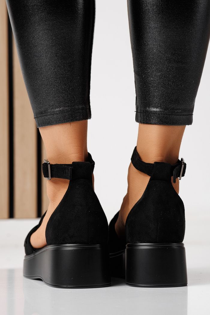 Всекидневни дамски обувки черни от обърната еко кожа Evelina #24097