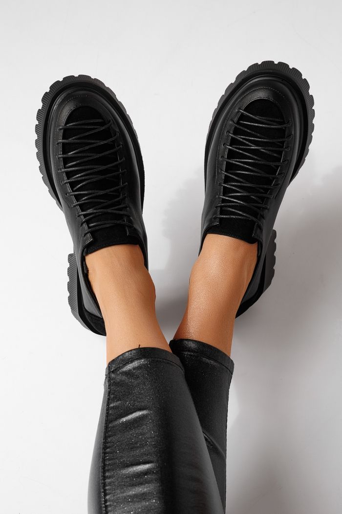 Всекидневни дамски обувки черни от еко кожа Elisa #24098