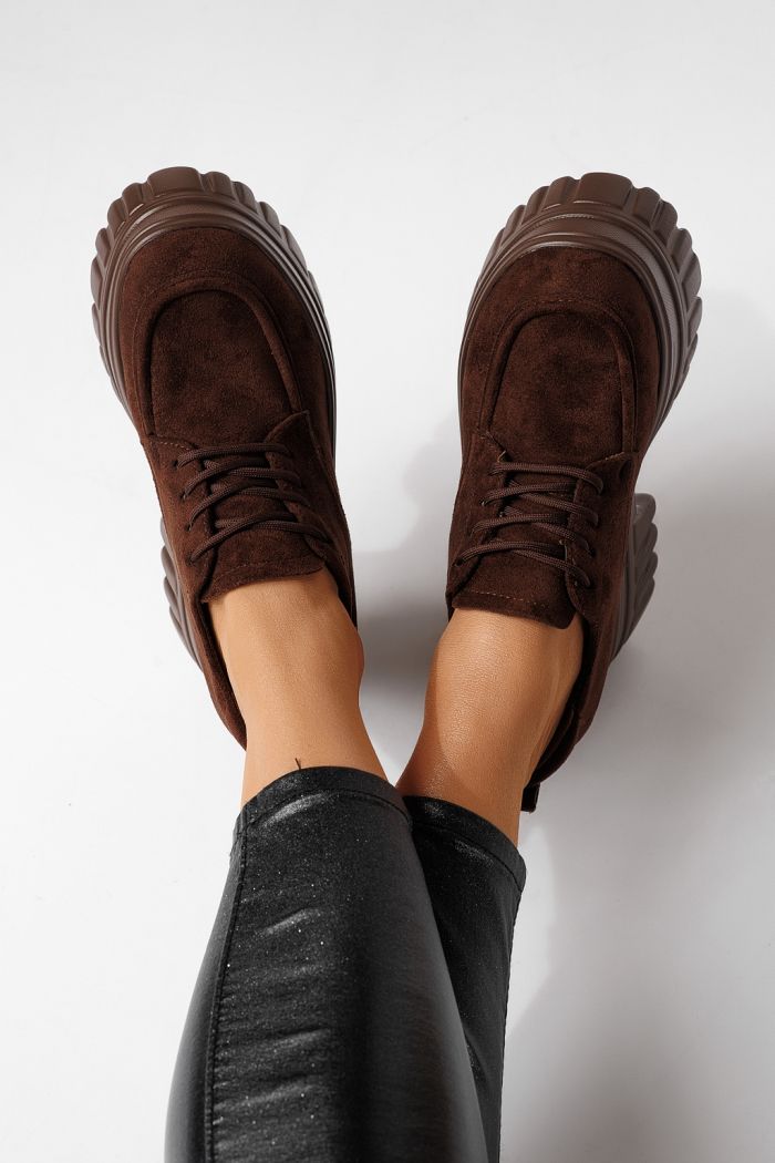 Всекидневни дамски обувки кафяви от еко кожа Larisa #24076