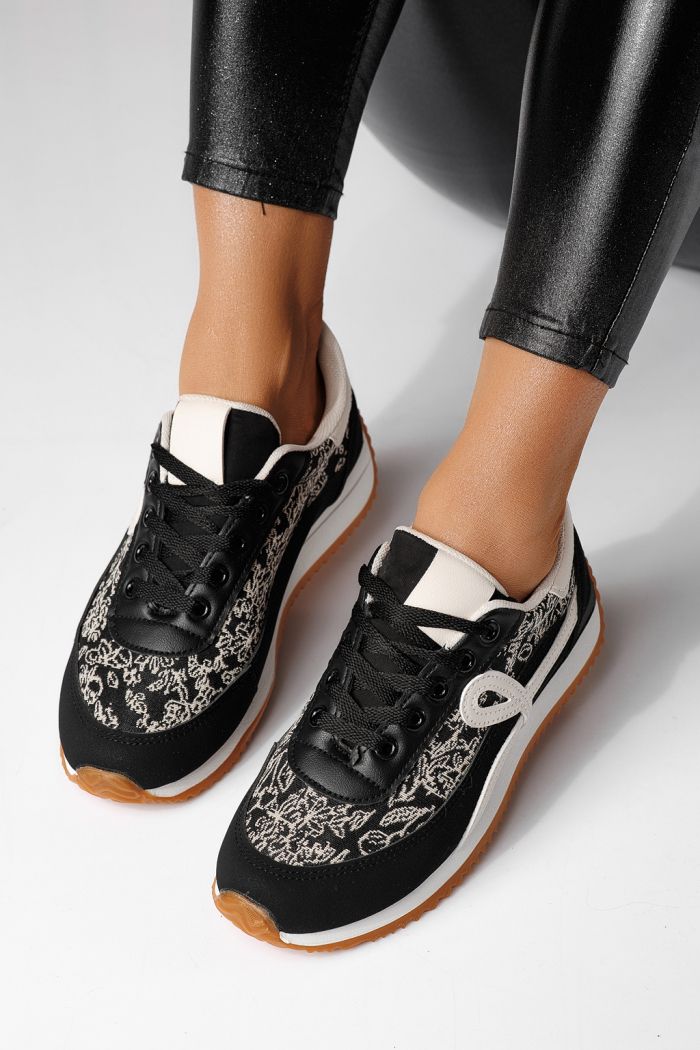 Дамски маратонки черни от еко кожа Jesica #24125