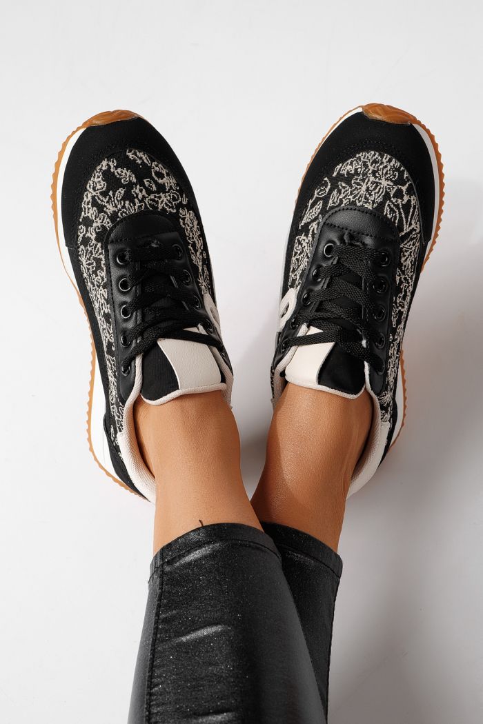 Дамски маратонки черни от еко кожа Jesica #24125