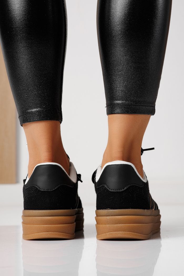 Дамски маратонки черни от обърната еко кожа Karina #24136