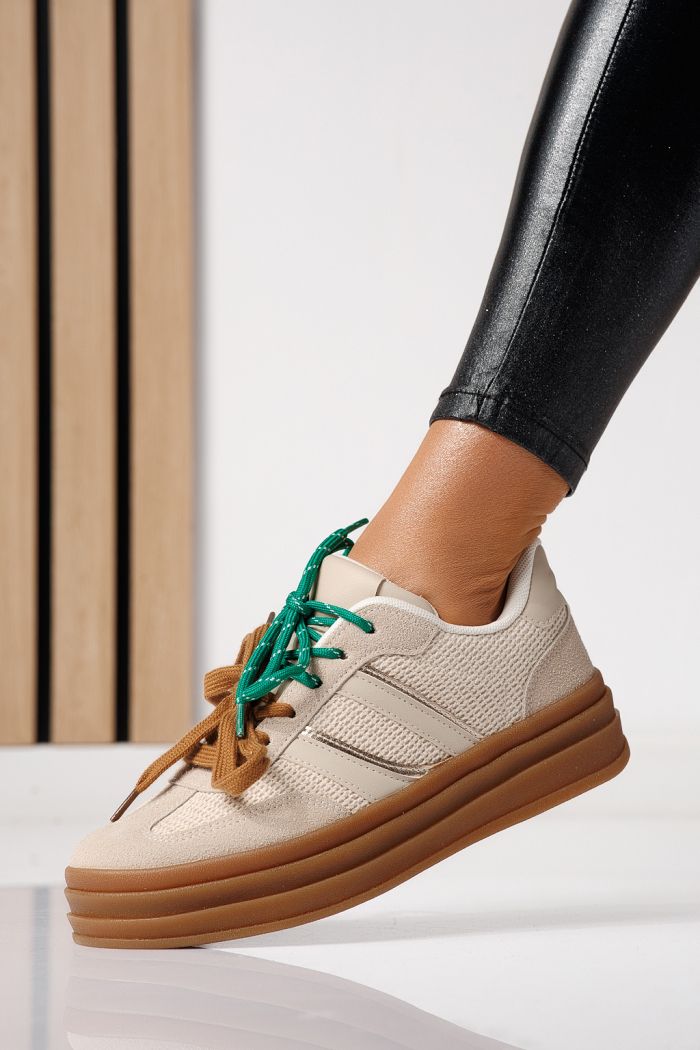 Дамски маратонки бежови от обърната еко кожа Karina #24135