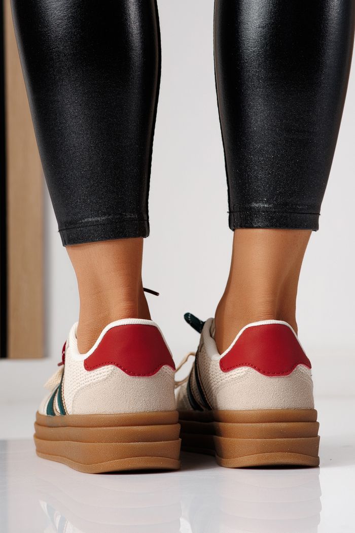 Дамски маратонки червени от обърната еко кожа Karina #24137