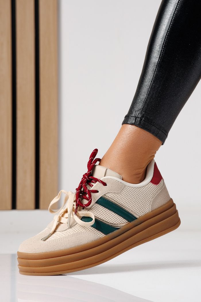 Дамски маратонки червени от обърната еко кожа Karina #24137