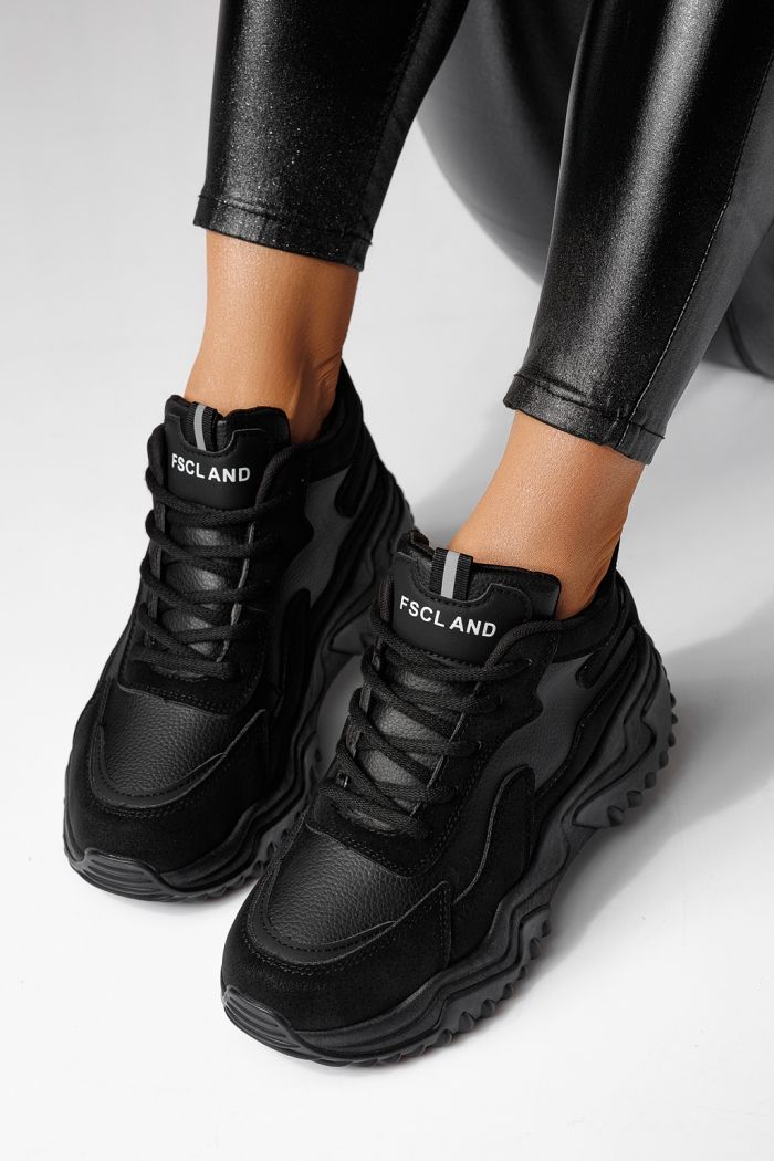 Дамски маратонки черни от еко кожа Maya #24159