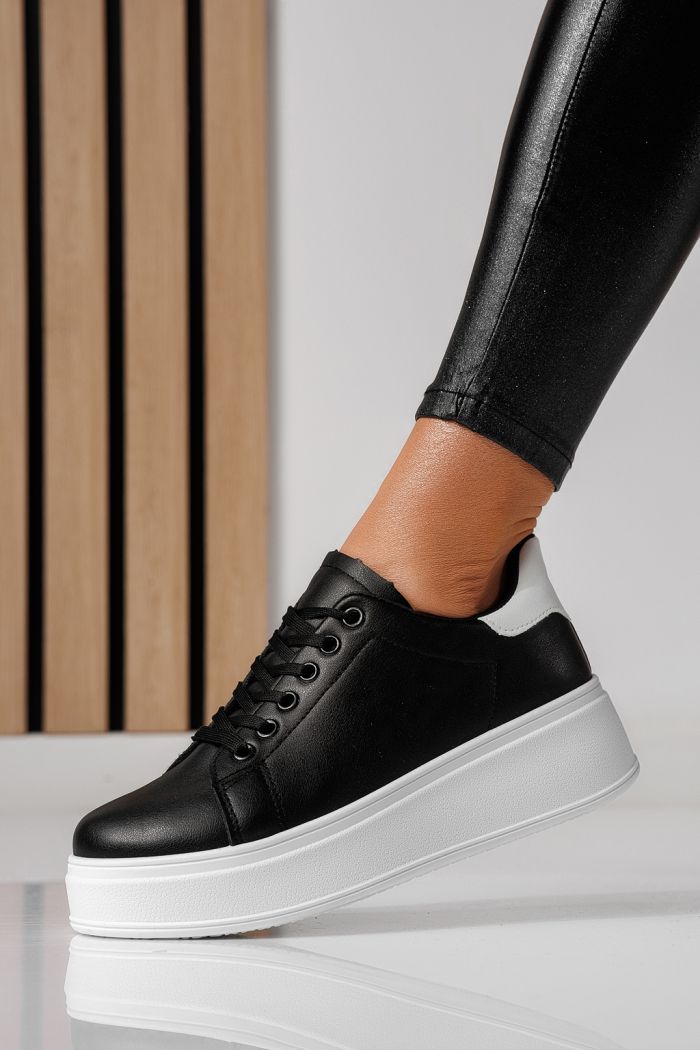 Дамски маратонки черни от еко кожа Celin #24064