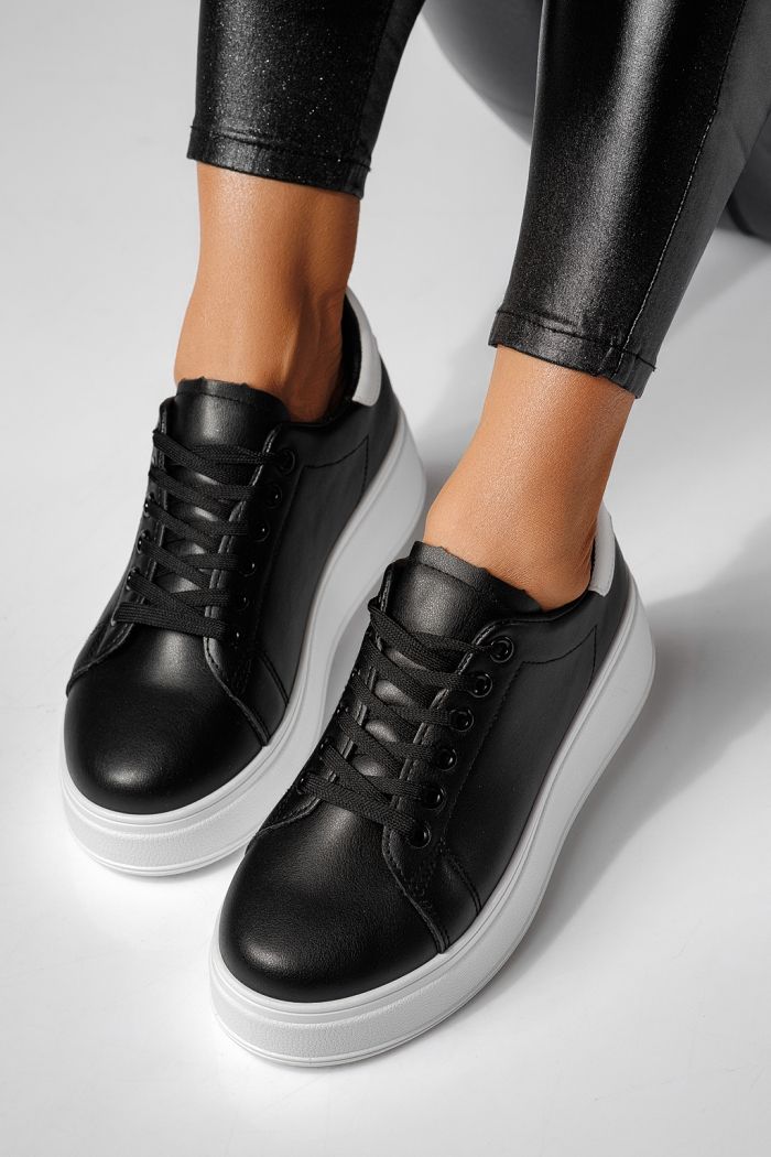 Дамски маратонки черни от еко кожа Celin #24064