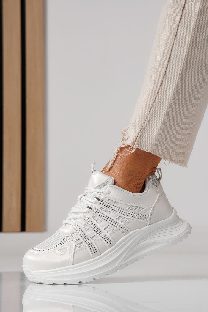 Дамски маратонки бели от еко кожа Carolina #24061