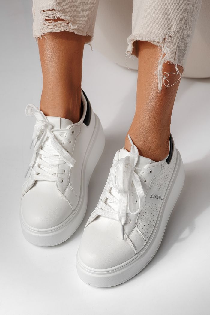 Дамски маратонки с платформа бели от еко кожа Ada #24002