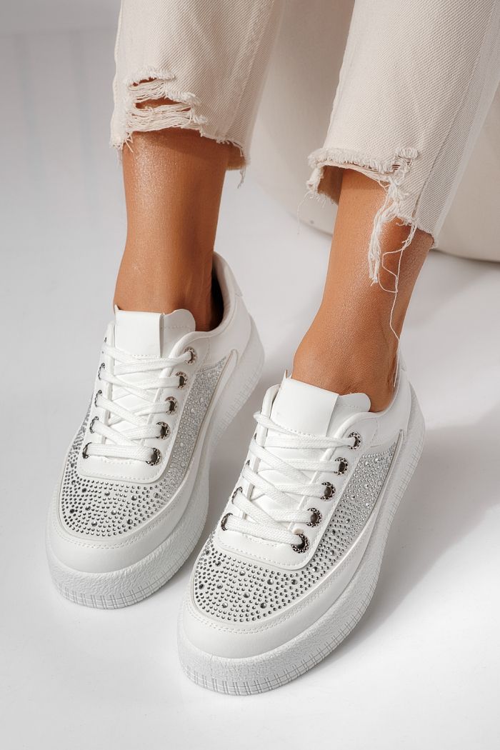 Дамски маратонки бели от еко кожа Rania #24176