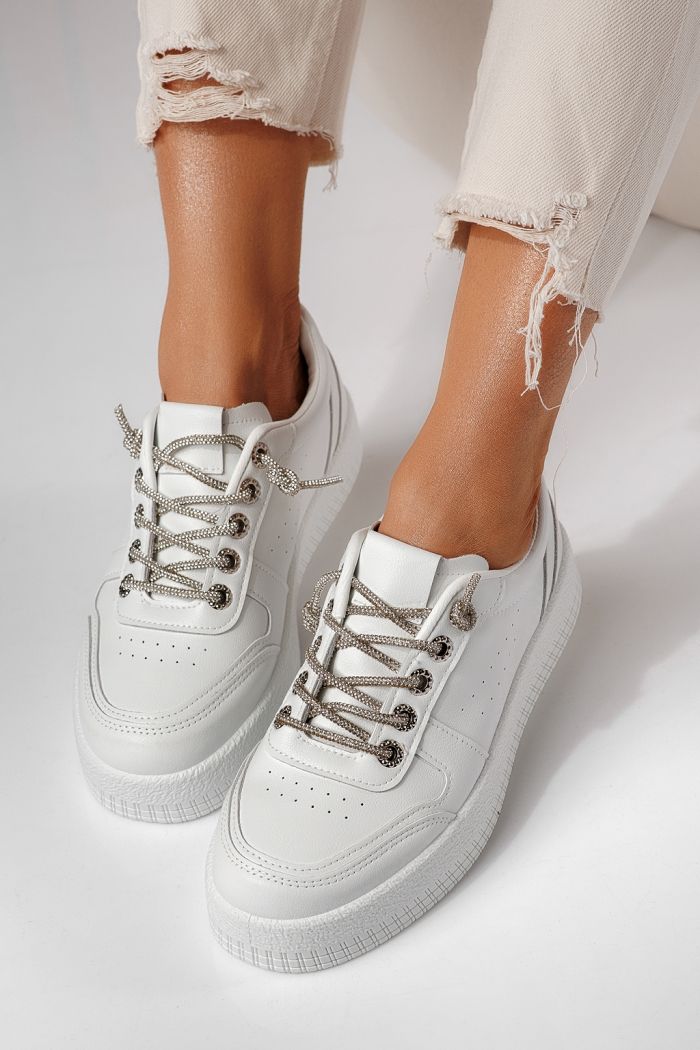 Дамски маратонки бели от еко кожа Nicole #24166