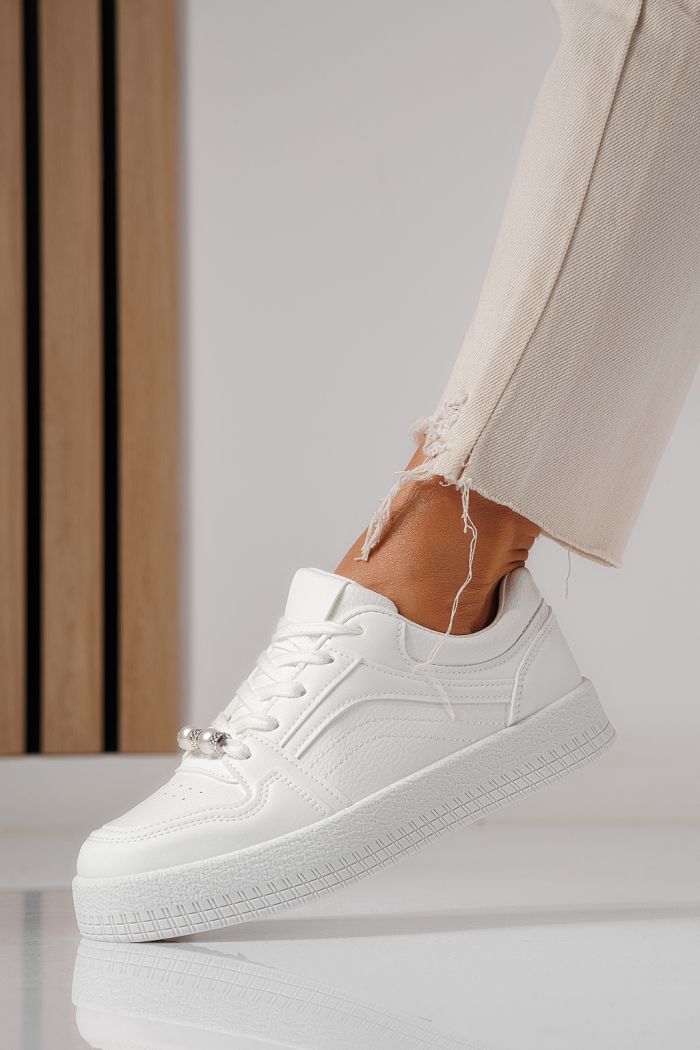 Дамски маратонки бели от еко кожа Oana #24174