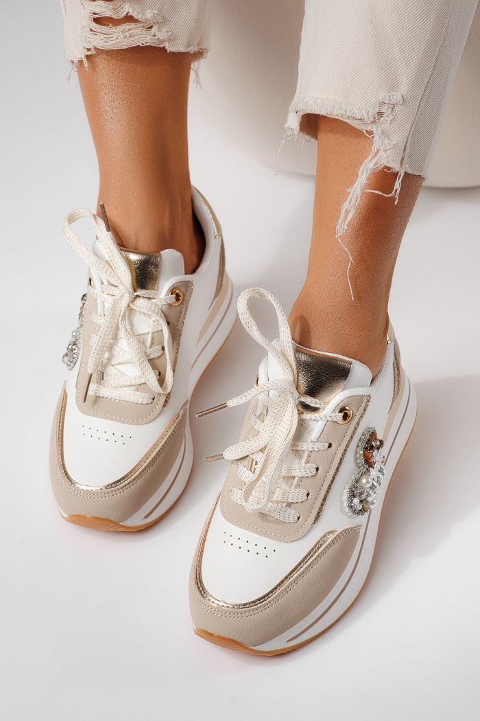 Дамски маратонки бежови от еко кожа Kayla #24140