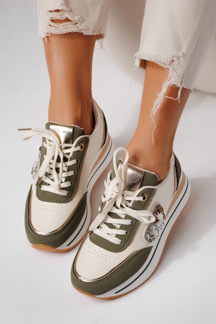 Дамски маратонки зелени от еко кожа Kayla #24141