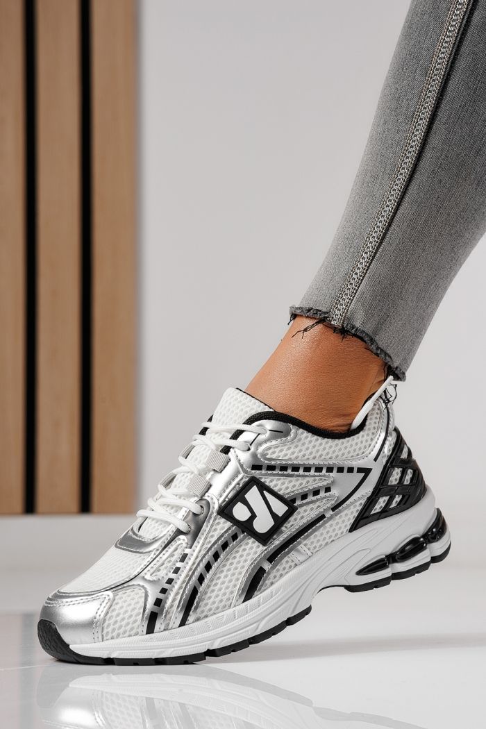 Дамски маратонки сребристи от текстилен материал Lilien #24146