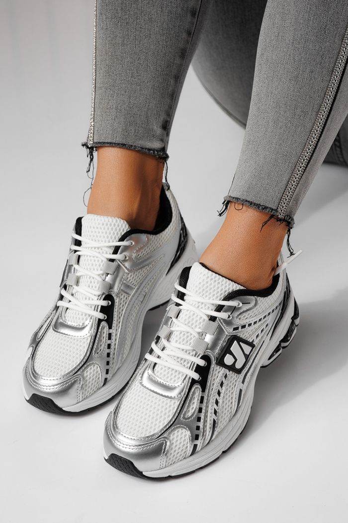 Дамски маратонки сребристи от текстилен материал Lilien #24146