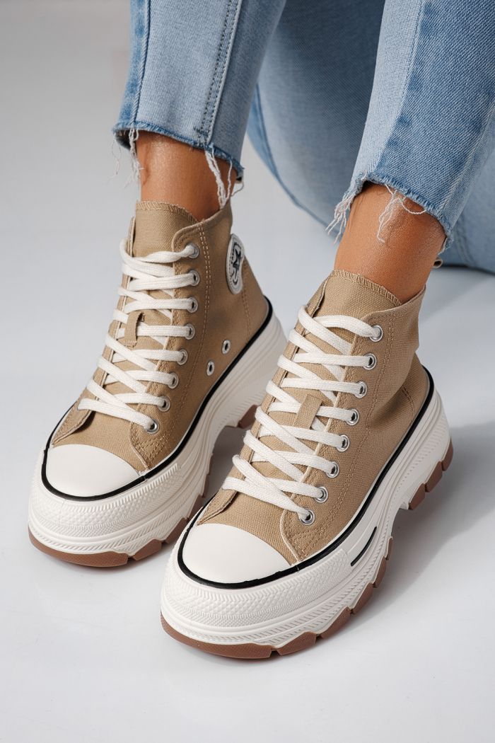 Дамски каки текстилни маратонки Seline #24186