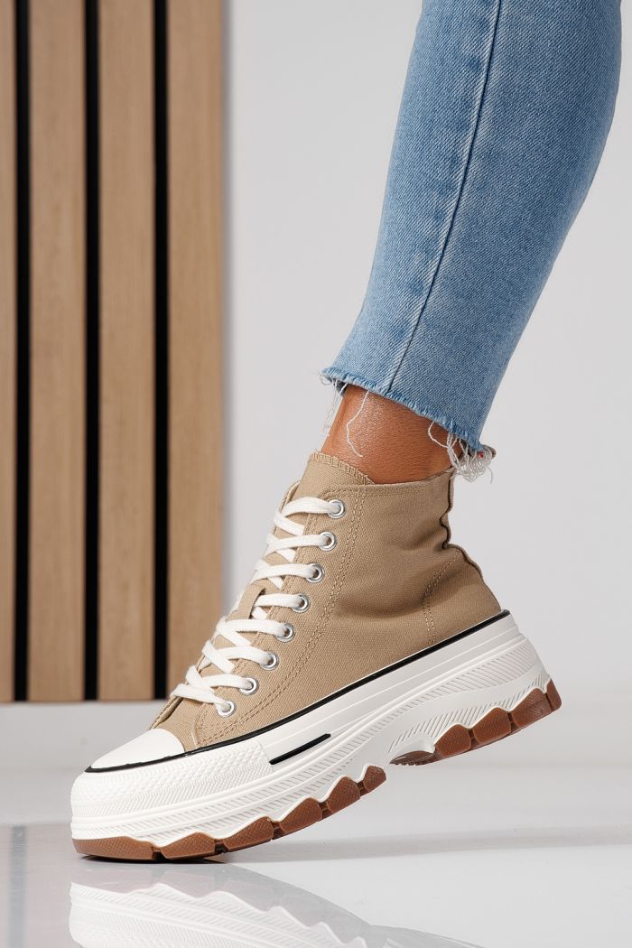 Дамски каки текстилни маратонки Seline #24186