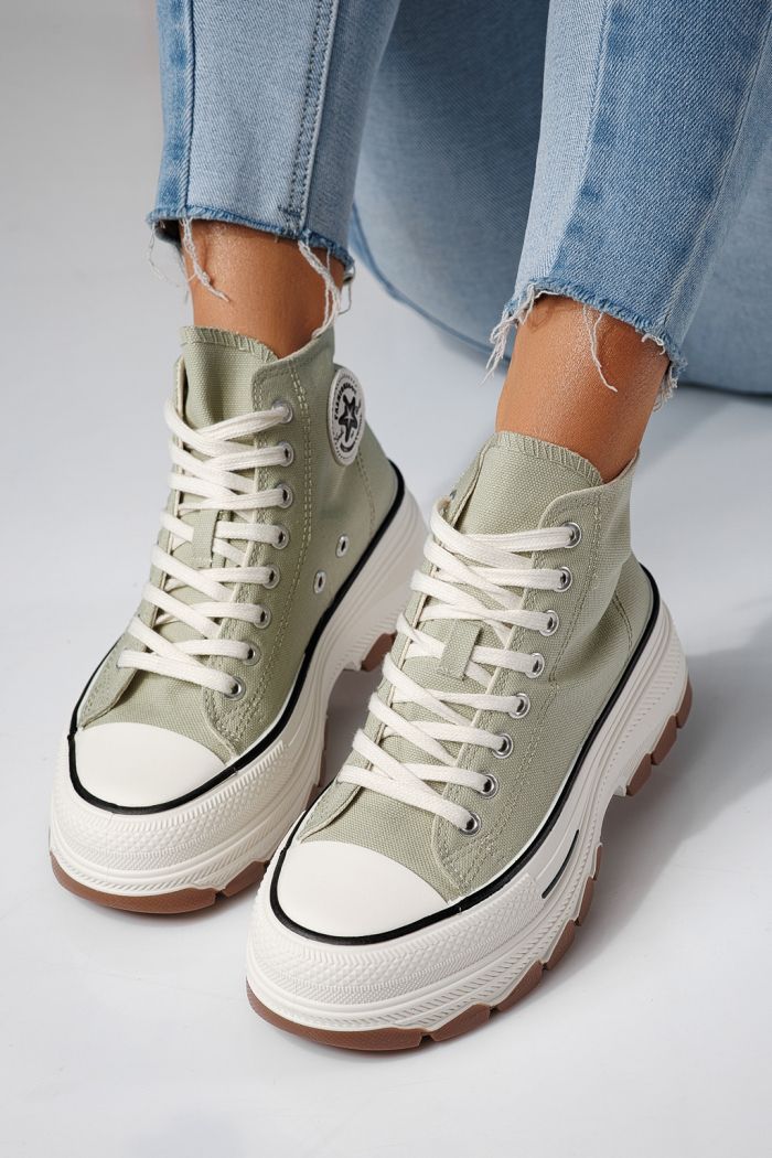 Дамски зелени текстилни маратонки Seline #24187