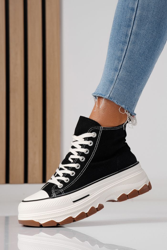 Дамски черни текстилни маратонки Seline #24184