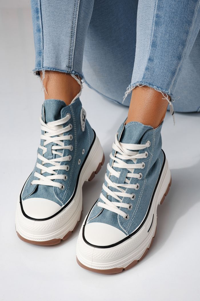 Дамски сини текстилни маратонки Seline #24185