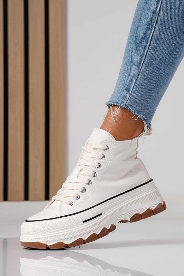 Дамски маратонки бели от текстилен материал Seline #24182