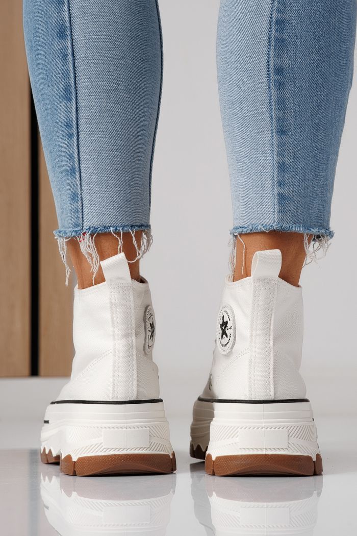 Дамски маратонки бели от текстилен материал Seline #24182