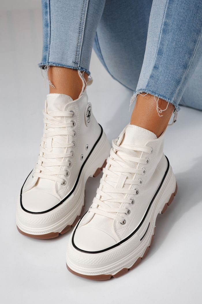 Дамски маратонки бели от текстилен материал Seline #24182