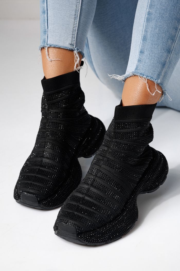 Дамски маратонки черни от текстилен материал Desia #24078