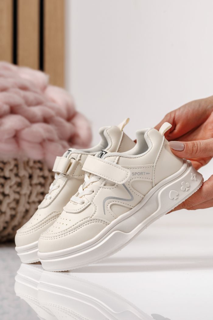 Детски маратонки бели от еко кожа Alina #24040