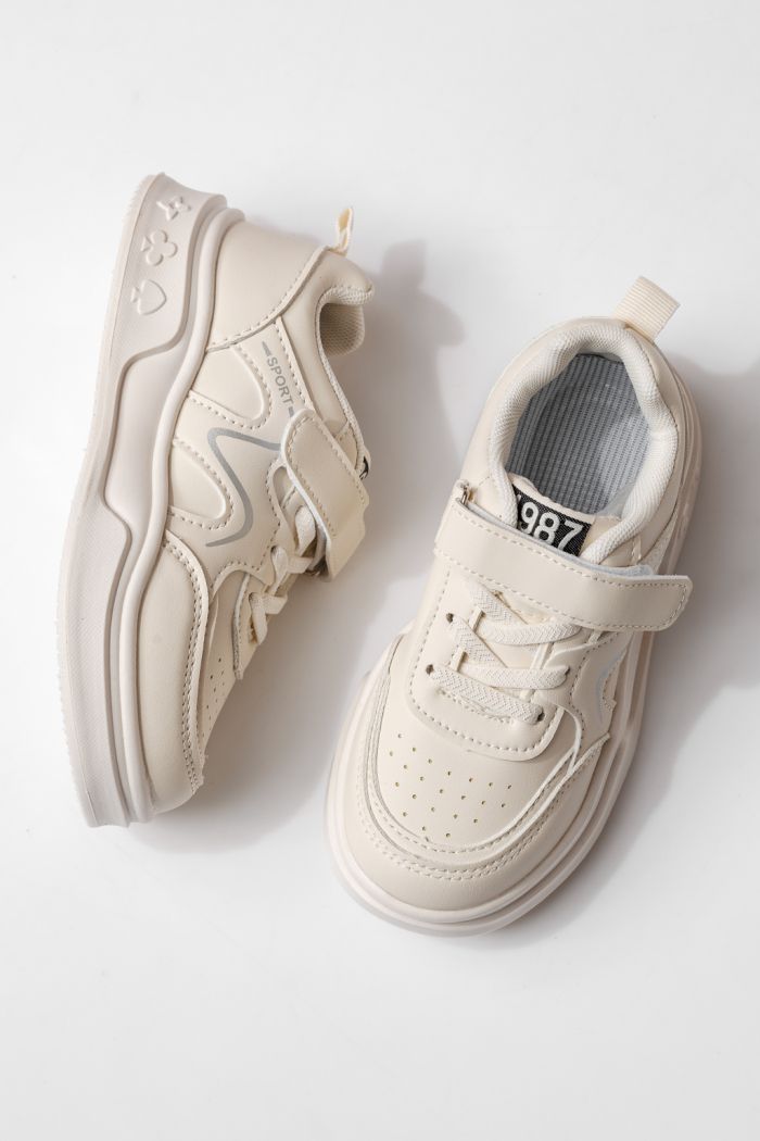 Детски маратонки бели от еко кожа Alina #24040