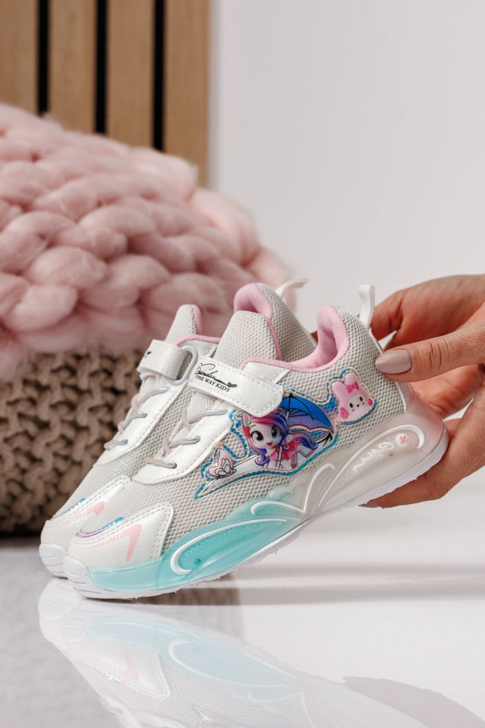 Детски маратонки розови от текстилен материал Flori #24022