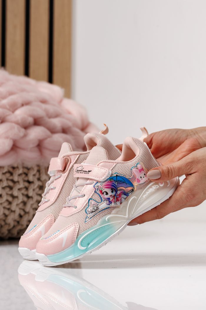 Детски маратонки розови от текстилен материал Flori #24036