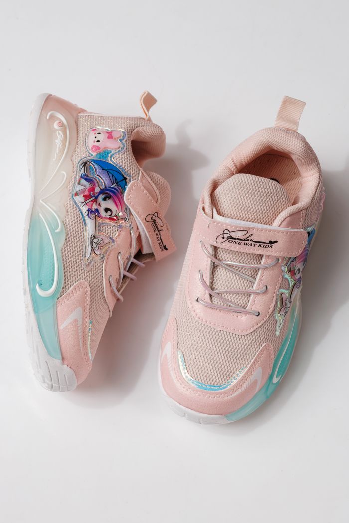 Детски маратонки розови от текстилен материал Flori #24036