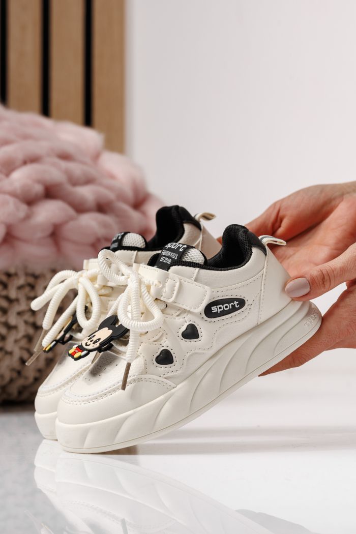 Детски маратонки бели от еко кожа Aylin #24011