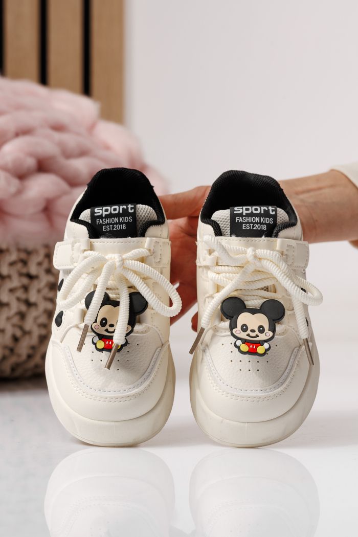 Детски маратонки бели от еко кожа Aylin #24011