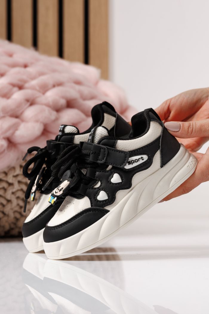 Детски маратонки черни от еко кожа Aylin #24010