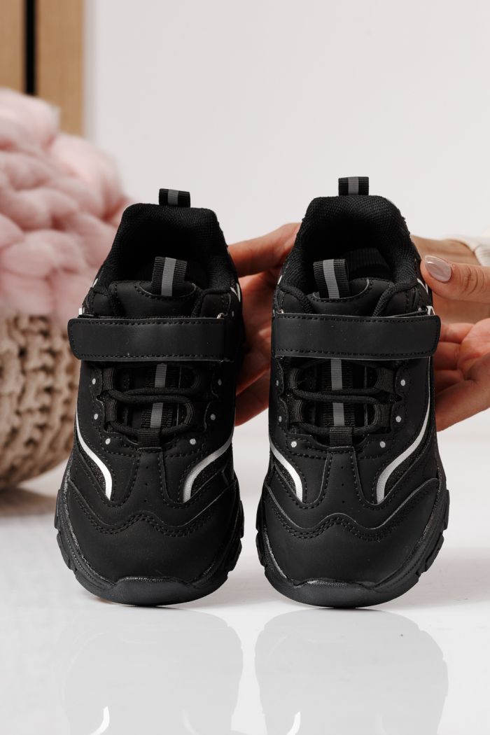 Детски маратонки черни от еко кожа Arya #24031