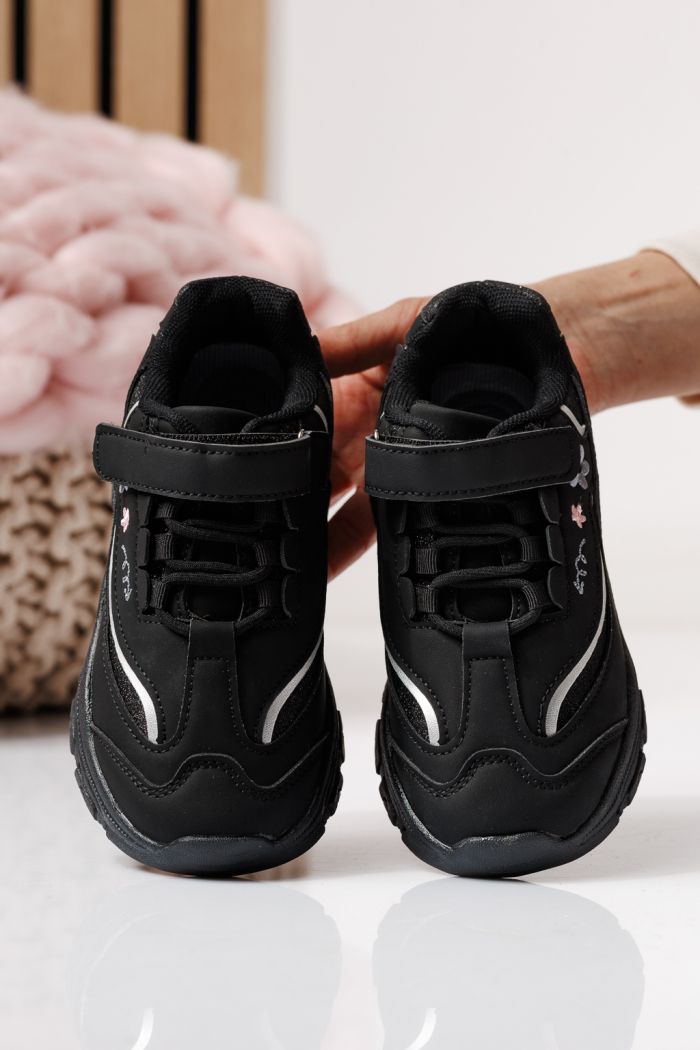 Детски маратонки черни от еко кожа Arya #24043