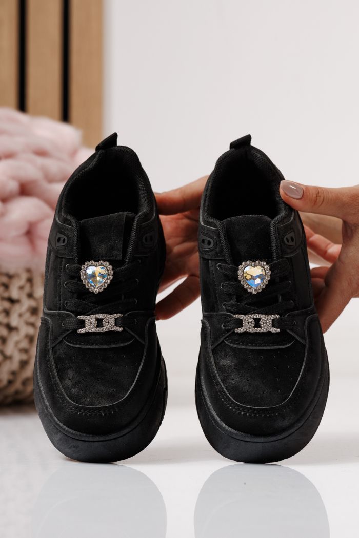 Детски маратонки черни от еко кожа Ariana #24013