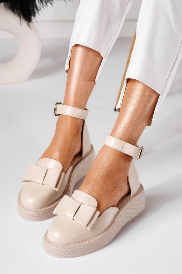 Всекидневни дамски обувки бежови от еко кожа Willy #24211