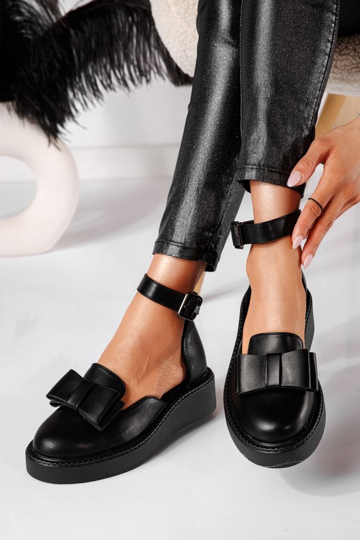 Всекидневни дамски обувки черни от еко кожа Willy #24212